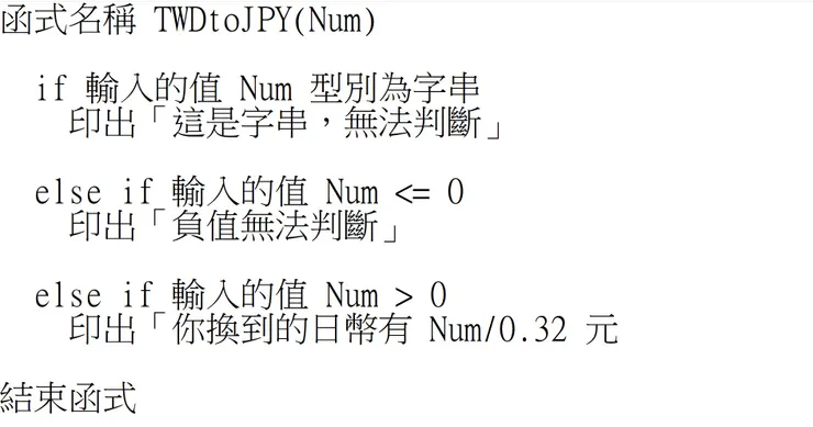 虛擬碼沒有特定格式,主要是紀錄明確的程式流程