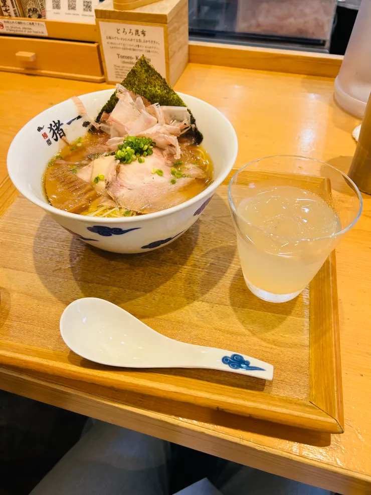 出汁そば(白醤油） /Kyoto pork dashi ramen/すりおろし梨じゅーす/