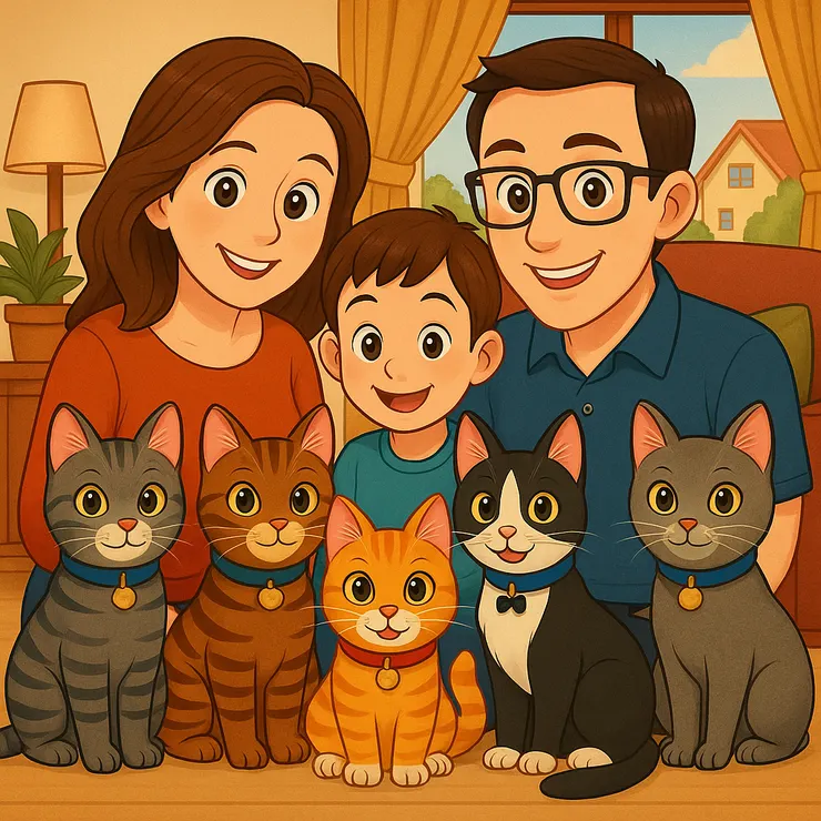 角色可愛、色彩明亮飽和、眼神與姿勢都設計得充滿互動感