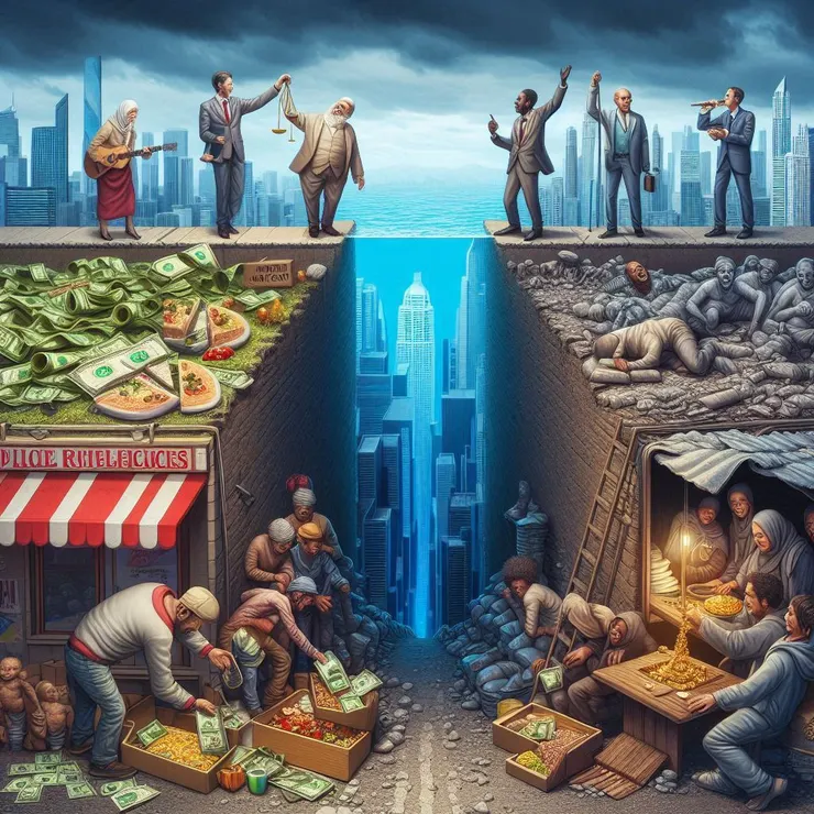 copilot。幫我畫張圖表示社會不公、貧富差距