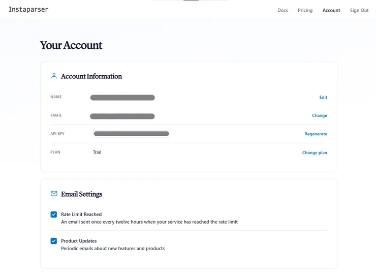 登入後的 Account 頁面（圖片來源：作者）