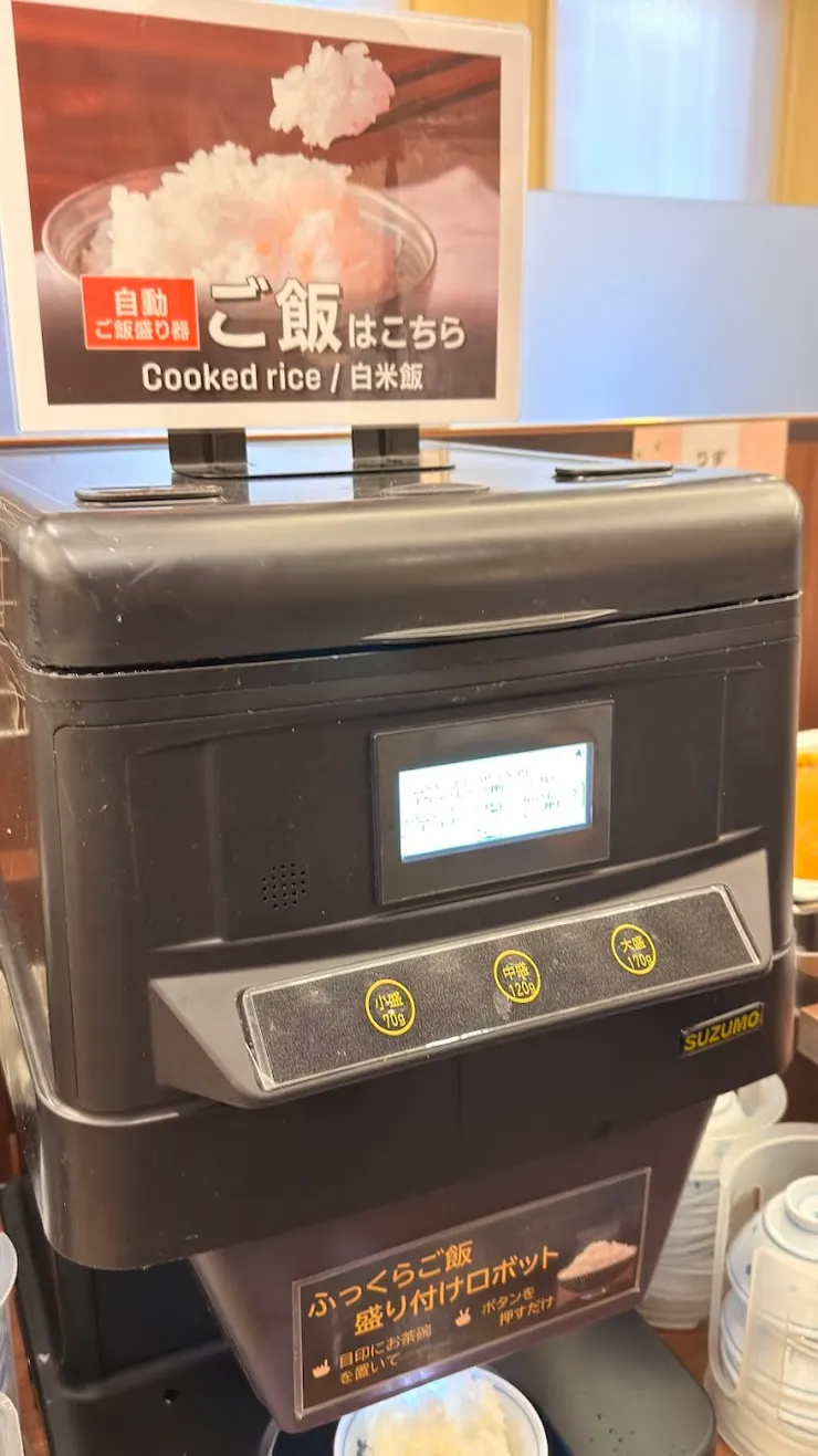 盛飯按機器上的鍵選份量