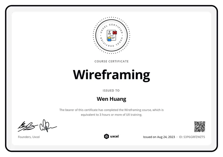 Uxcel 課程證書