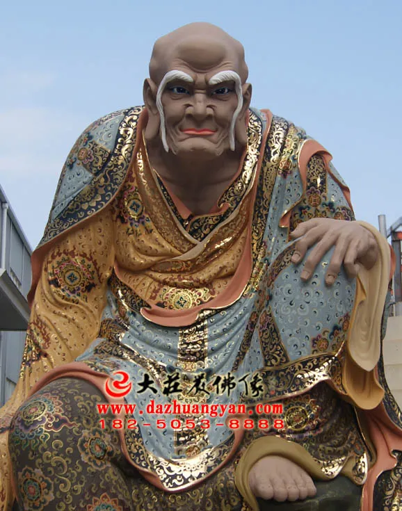 阿氏多尊者‌彩繪佛像正面近照實拍圖