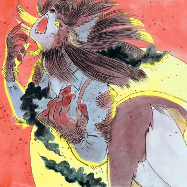 狼人化的藻。於「藻與浪與無限」香港展展出。