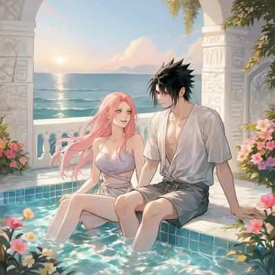 PIXAI生成的佐櫻希臘度蜜月