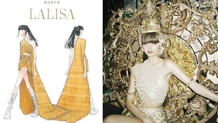 左為設計師asava的圖 / 右為Lisa穿上的實際圖