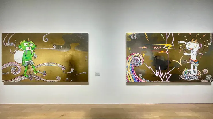 《風神図》、《雷神図》,「もののけ」展覽現場照,攝於2024年。