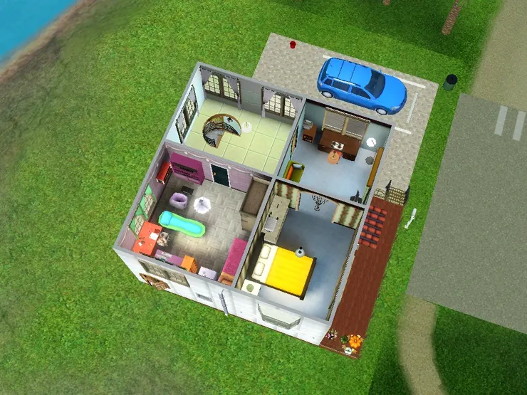 二樓是四個方形。我不喜歡三尖八角的房間。