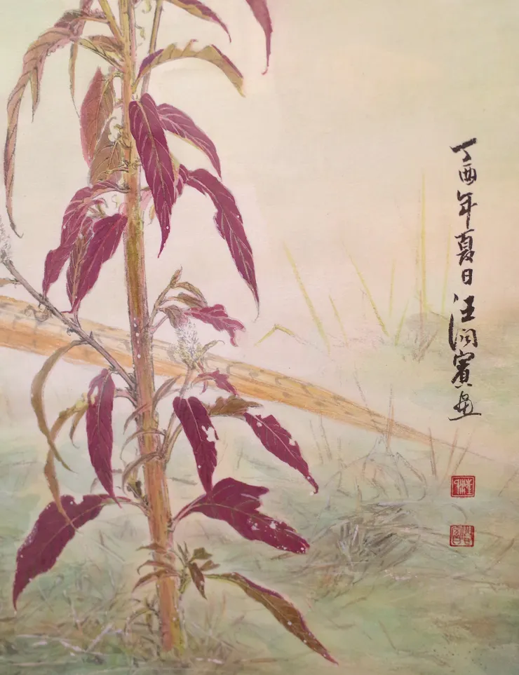 〈雉鴝萬里霜/霜晨鴝聲〉局部-青葙