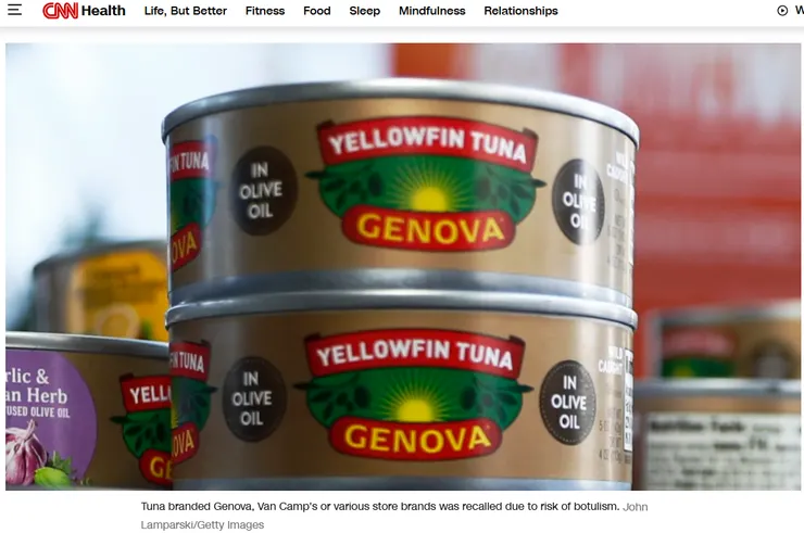 圖片及新聞英文原文出處https://edition.cnn.com/2025/02/11/health/genova-canned-tuna-recall-botulism/index.html