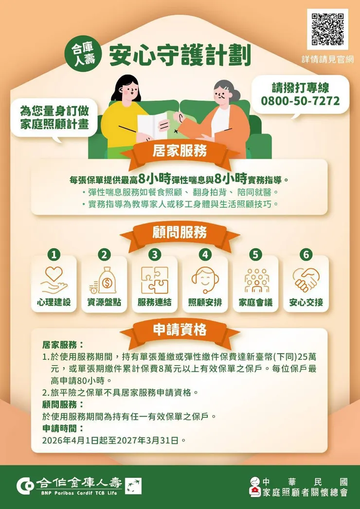 合庫人壽推出安心守護計劃。（圖／合庫人壽提供)