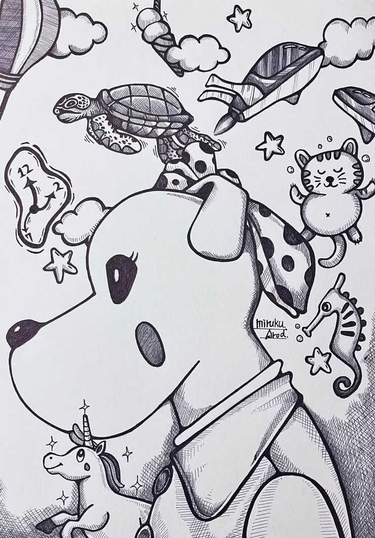 黑色原子筆手繪