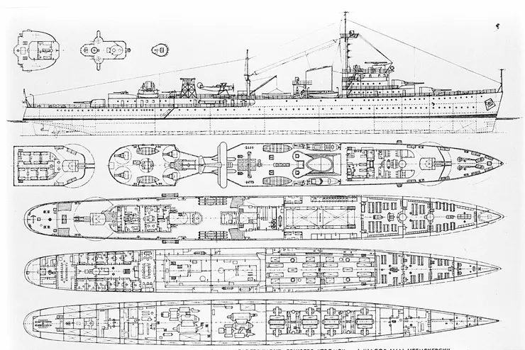 特魯姆普號輕巡洋艦設計圖稿