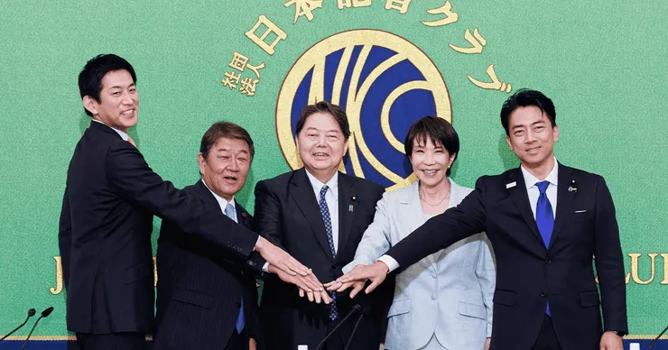 在日本記者俱樂部舉辦的政見發表會，全體候選人笑容可掬（照片來源：自民黨官方臉書）