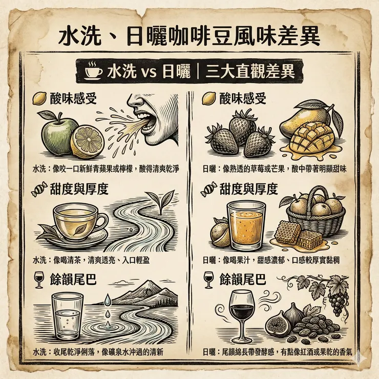 水洗日曬咖啡風味差異