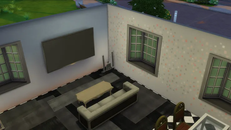 右邊能閃閃的牆是全個客廳的焦點。(但我只會留意電視。)