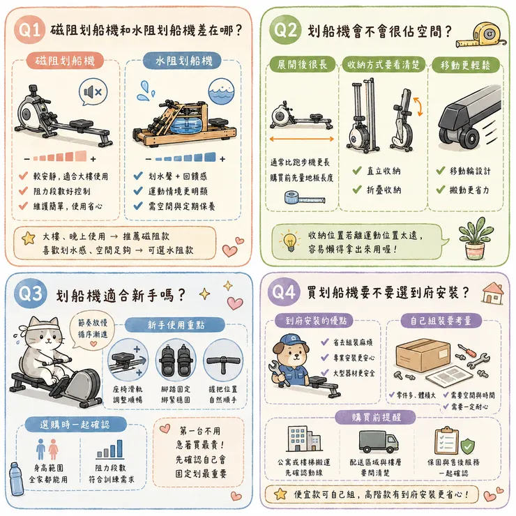 划船機常見問題：磁阻、水阻、收納空間怎麼判斷