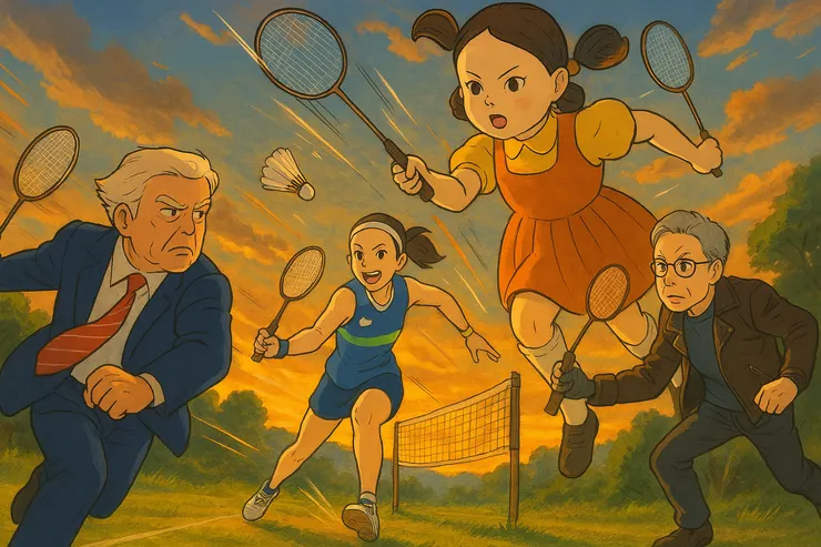 川普好像變成眾矢之的，四人開始了羽球之戰