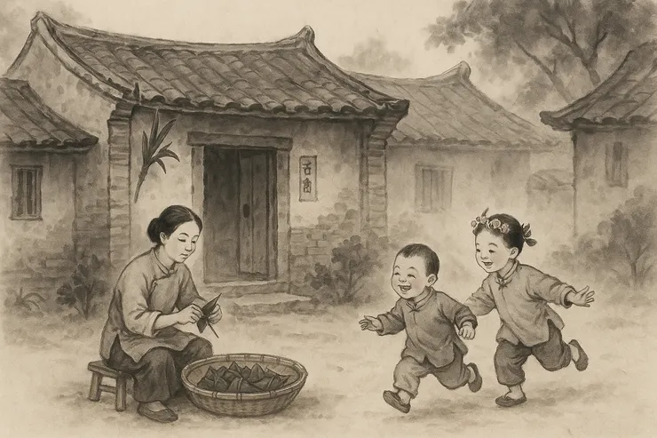 AI繪圖 圖示「海東五日標新樣，兒髻環簪虎子花」，這裡的虎子花指的就是月桃花。