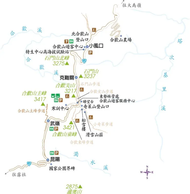 合歡山群峰路線圖 (連結為圖片來源)