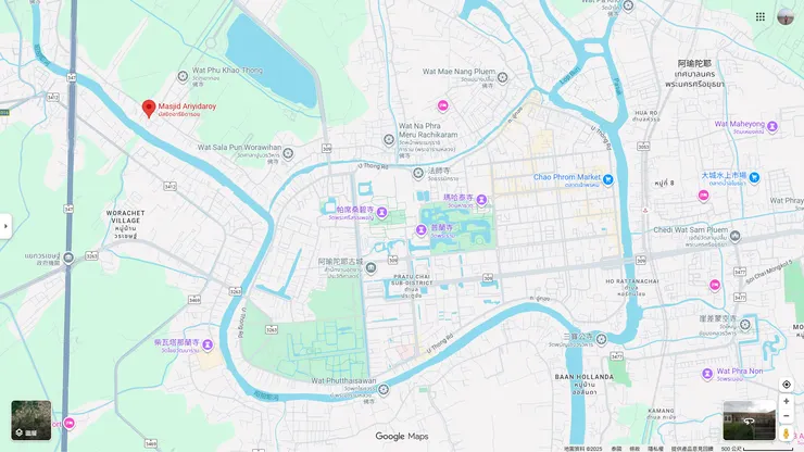 大城地圖,紅色標註即為Aliyid Daroun清真寺所在地