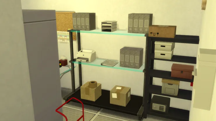 這些架子上除了放有文件，還有一些存貨，所以把手拉車放在這裏。