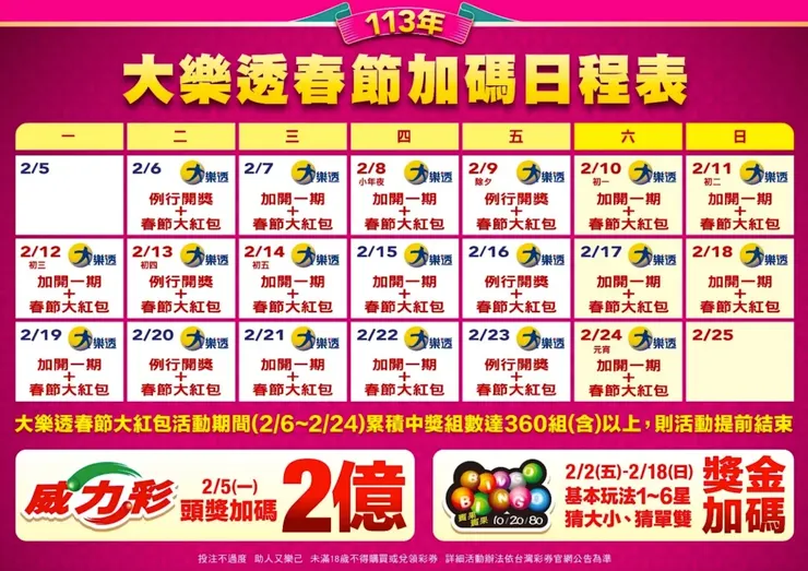 大樂透加碼開獎日期