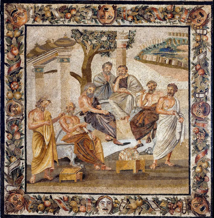 柏拉圖學院，龐貝古城的馬賽克畫。