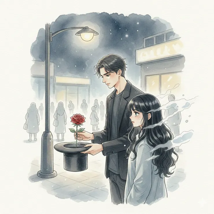 那一晚，他說當她不再需要時就會消失。人群穿過他，她終於明白那句話的意思。〈本內文示意圖由AI協助生成。〉