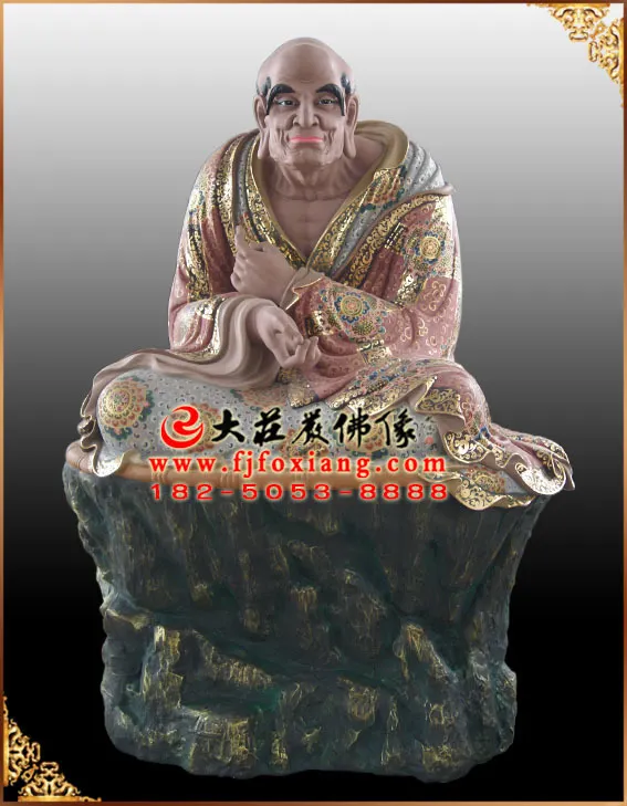 銅雕那迦犀那尊者彩繪塑像