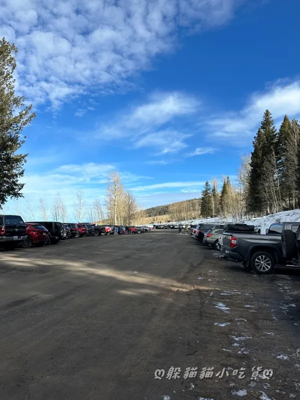 停車場其實就是進入雪場的道路兩側，土地大連山路都能當停車場，台灣人表示羨慕~