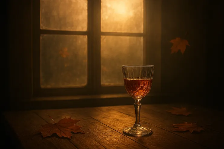晨霧散去，餘韻仍在杯中，空桌與半滿的酒杯，象徵著一場未盡的夢與回聲。〈本章節插圖示意圖由AI協助生成。〉