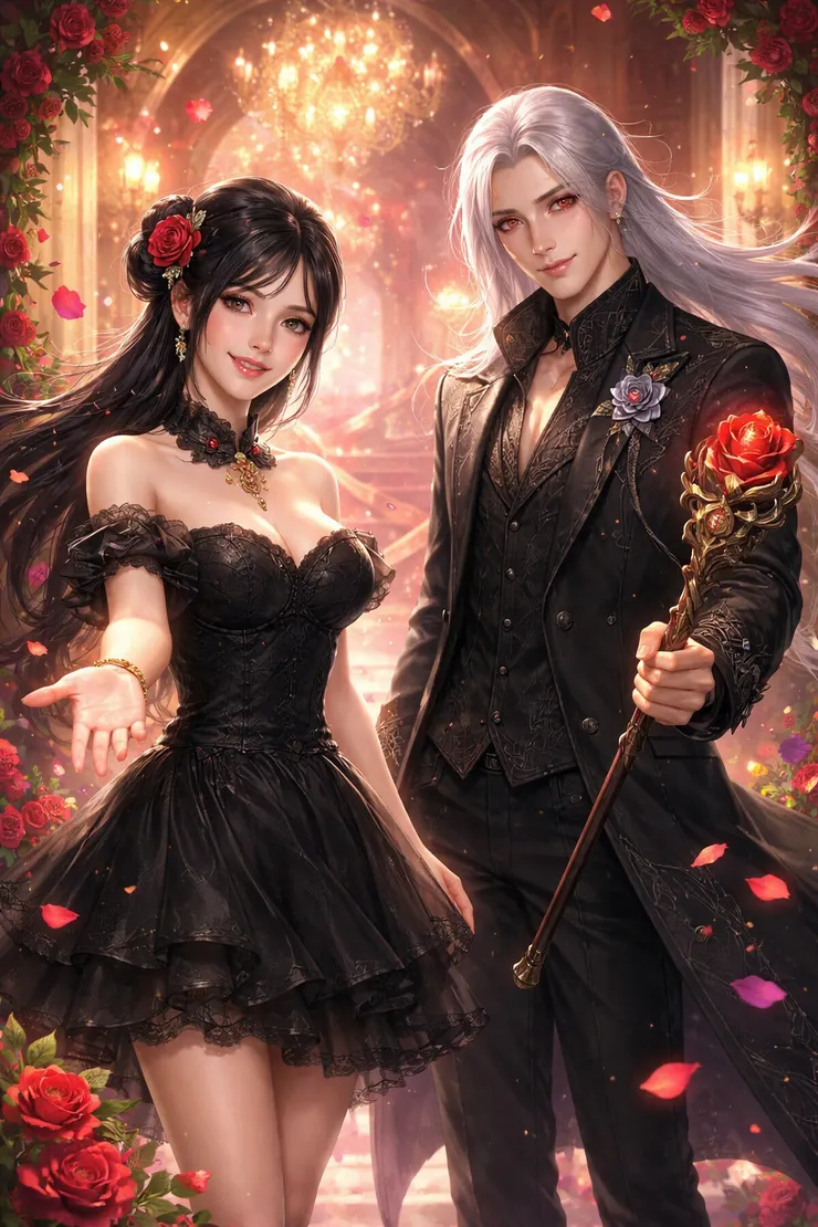 請ＣhatGpt幫我生成的圖像，有點嚇到，也太帥太美。這是野大人和黑寶的形象。