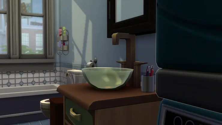 這個洗手間另一個主色是綠色。