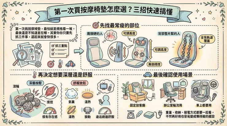 第一次買按摩椅墊怎麼選？三招快速搞懂