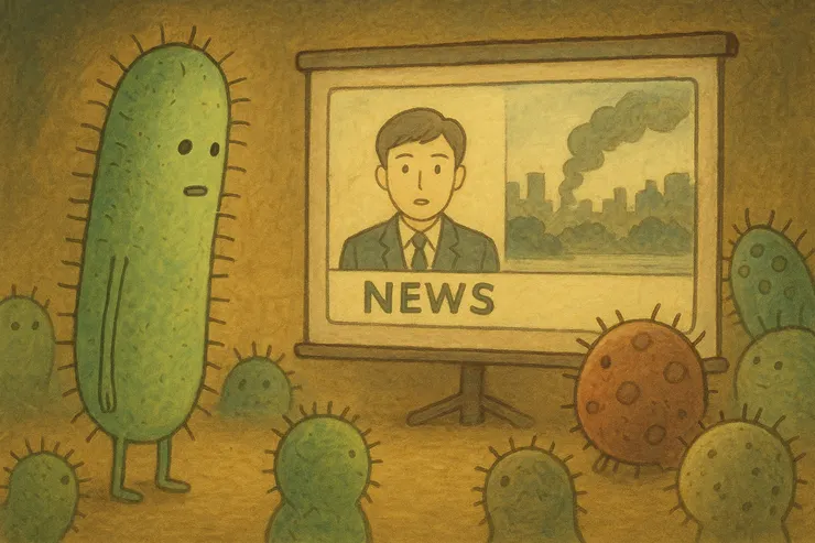 大腸桿菌跟大家一起觀看驚悚的新聞報導