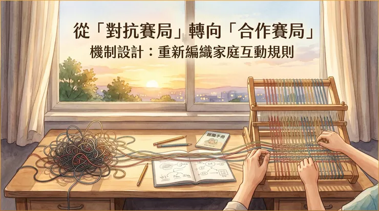 ▲ 當我們不再和孩子對打，而是開始一起修規則，親職角色就能從監控者，慢慢轉為提供支持與鷹架的合作隊友。