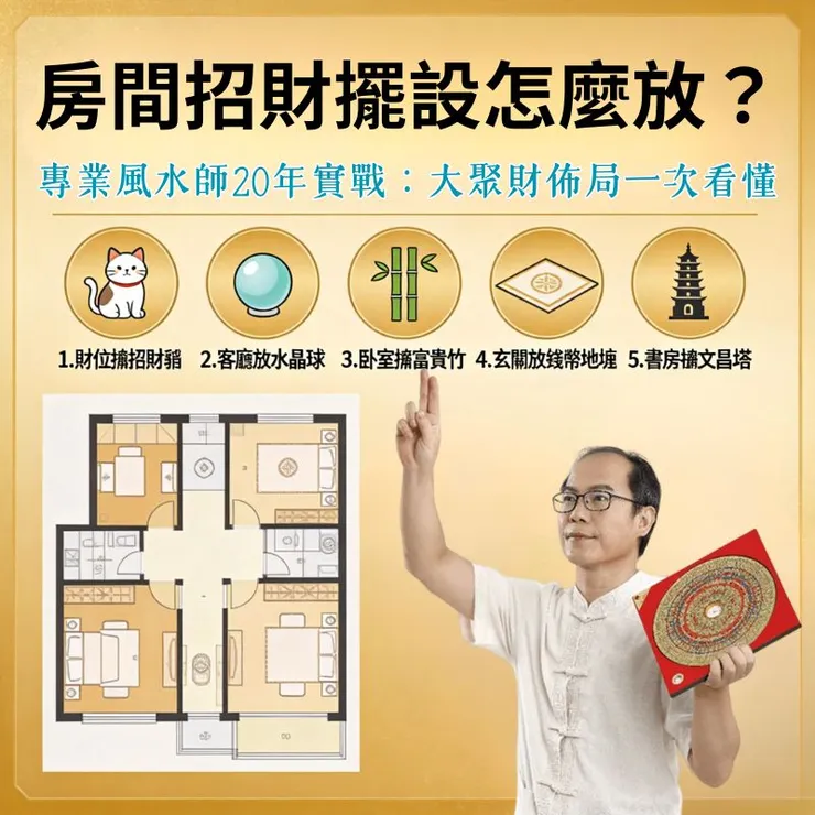 房間招財擺設怎麼放？專業風水師20年實戰：5大聚財佈局一次看懂