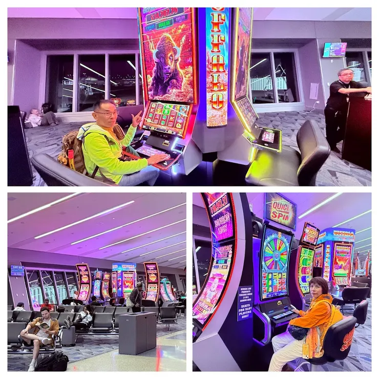 拉斯維加斯機場也有賭博機台