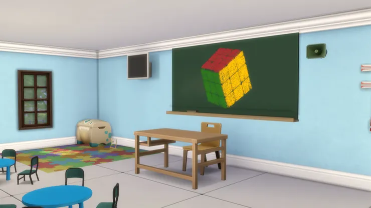 這個課室的主色是藍色。