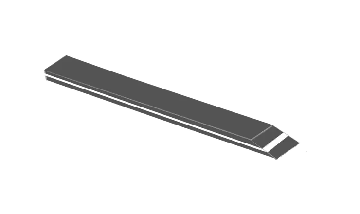 這張圖展示了提琴的鑲線，通常由兩條染成黑色的木條夾著一條染成白色的木條。白色部分的厚度通常是黑色部分的兩倍。（圖：感謝強者朋友哆啦提供！）