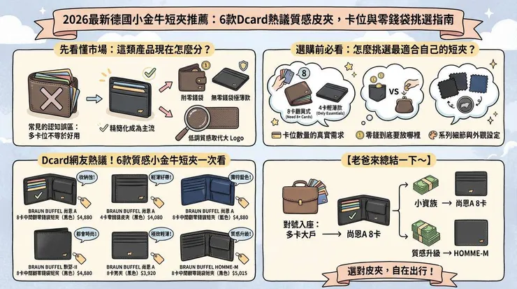 2026最新德國小金牛短夾推薦：6款Dcard熱議質感皮夾，卡位與零錢袋挑選指南