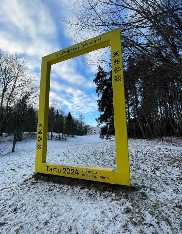 愛沙尼亞尼亞有很多這樣的黃色框框標記為拍照點，但常常也不知道重點是什麼