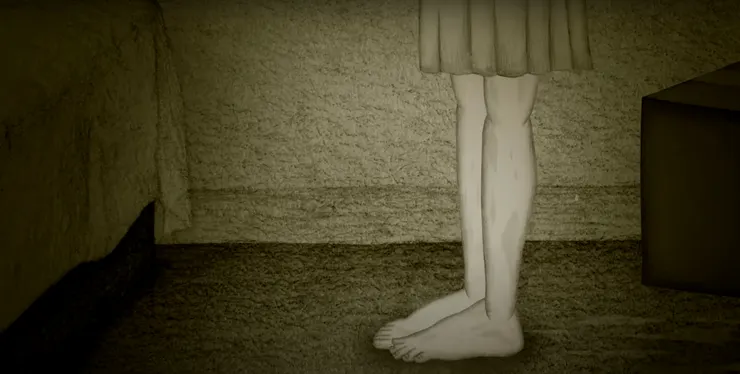 她進入房內,卻佇立床邊,腳上還滴著雨水。細觀雜貨間格局,此情景顯然不合常理。唯有發生在孔雀房內才合理。莫非,這雙腳其實是男主角的?