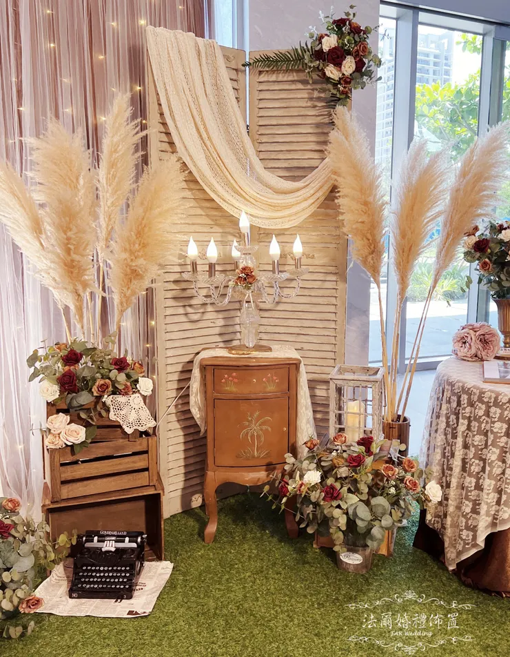#亞果遊艇城亞果薈-安妃屈蒂廳-美式復古風婚禮佈置-法爾婚禮佈置