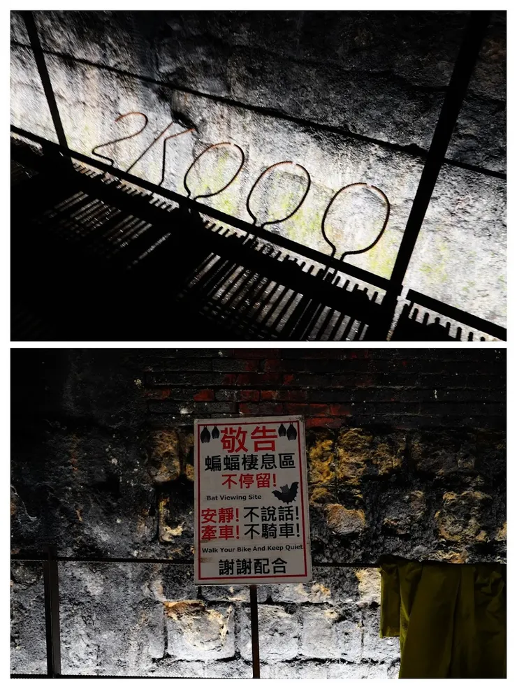 蝙蝠棲息路段須靜默， 騎乘自行車的人需牽車通過。