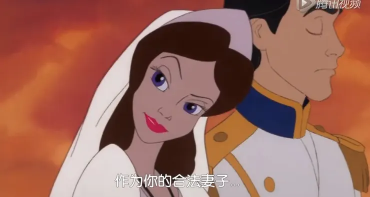 變身後的烏蘇拉,在卡通造型上只有討厭可以形容,這張算是很好看,但卡通動態有畫出一種尖酸刻薄的樣態