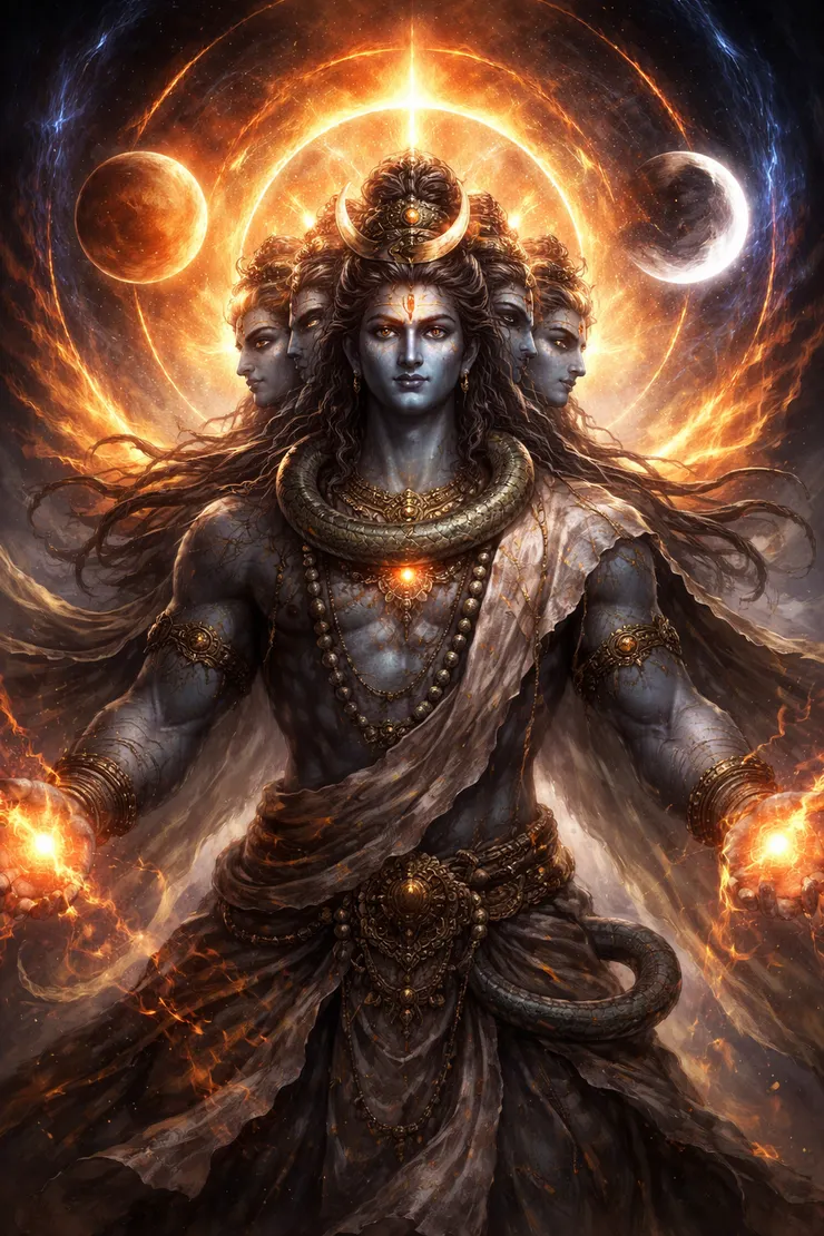瑪哈德歐(Mahadeo / Mahesh)— 日月火三相的三眼五首天使(吠陀傳統中濕婆的天使化形象)