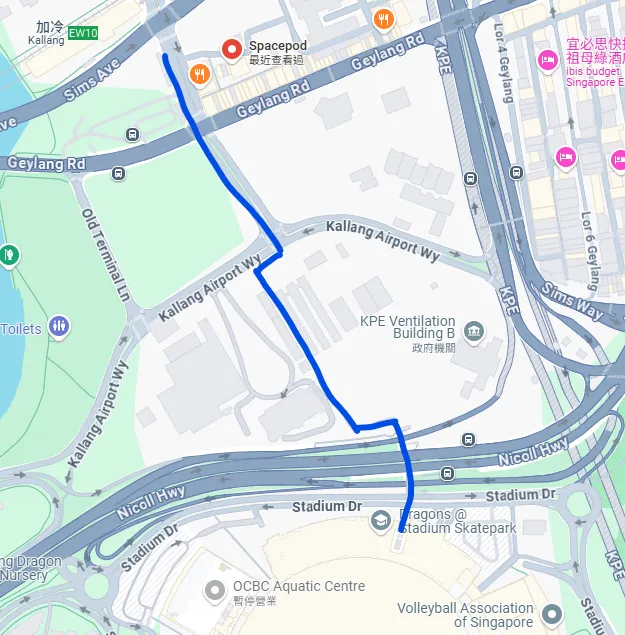 走到體育館的路線